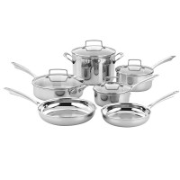 amazon top seller kitchen  tools Fry Pots, Pans, Saucepan,10 Piece Tri-ply Silver 304 Stainless Steel Cookware Set