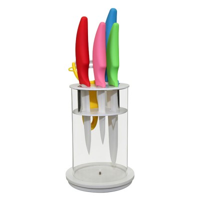 KTC007 - Hot Sale 5pcs Color Handle Kitchen Ceramic Knife Set with holder