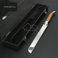 High quality laguiole 8 inch serrated bread knife with olive wood handle