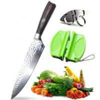 Amazon  hot selling Damascus Chef Knife,2 stage mini knife sharpener,Stainless Steel Metal  tool set